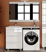 Style Line Мебель для ванной под стиральную машину Леон 120 L 3 ящика Люкс Plus белая